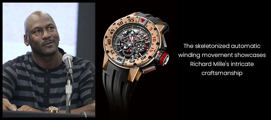 The skeletonized automatic winding movement showcases Richard Mille's intricate craftsmanship
