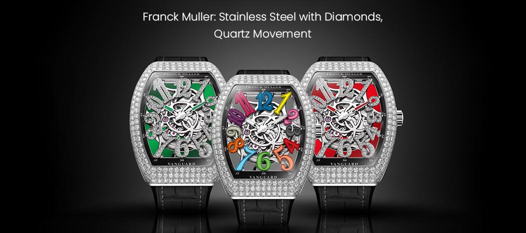Franck Muller: Stainless Steel with Diamonds quartz Movement 